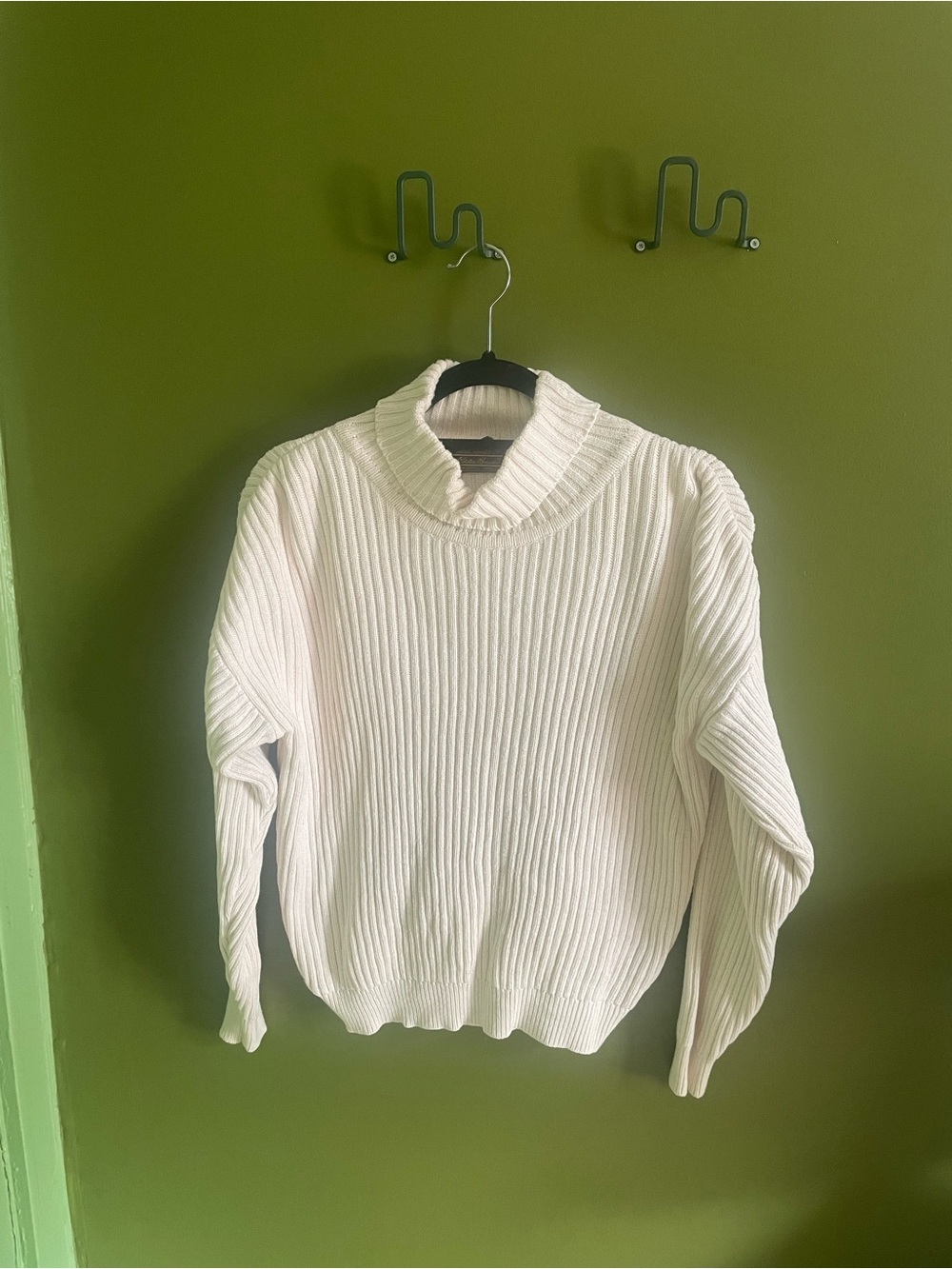 Vintage Eddie Bauer Cotton Cream Ribbed Turtleneck Sweater